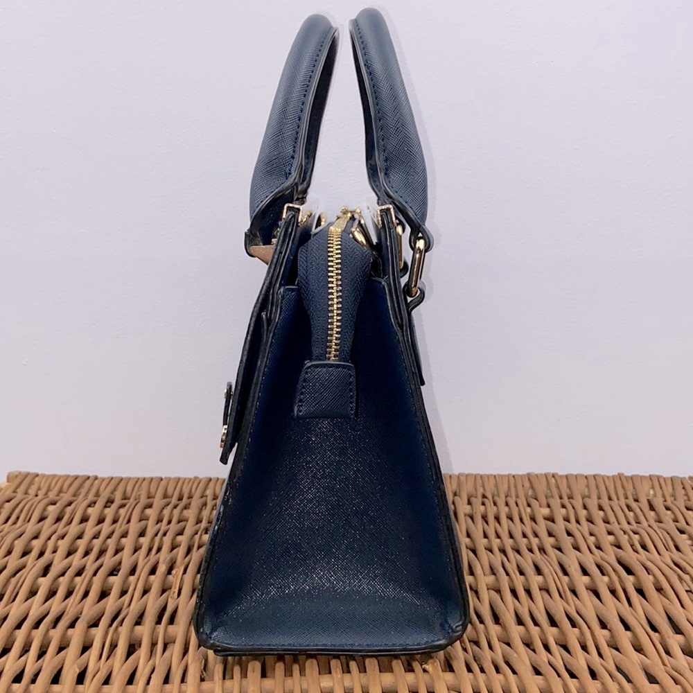 Dune London Textured Navy Blue With Gold Hardware Handbag Crossbody Purse - Picture 4 of 13